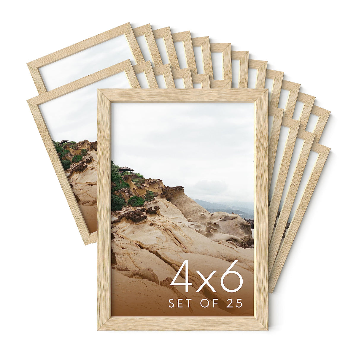 4x6 Natural Oak Wood Photo Frame Set of 25 (25 Count)