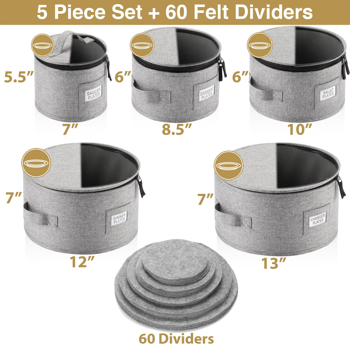 5PC China Storage Cases for Dinnerware