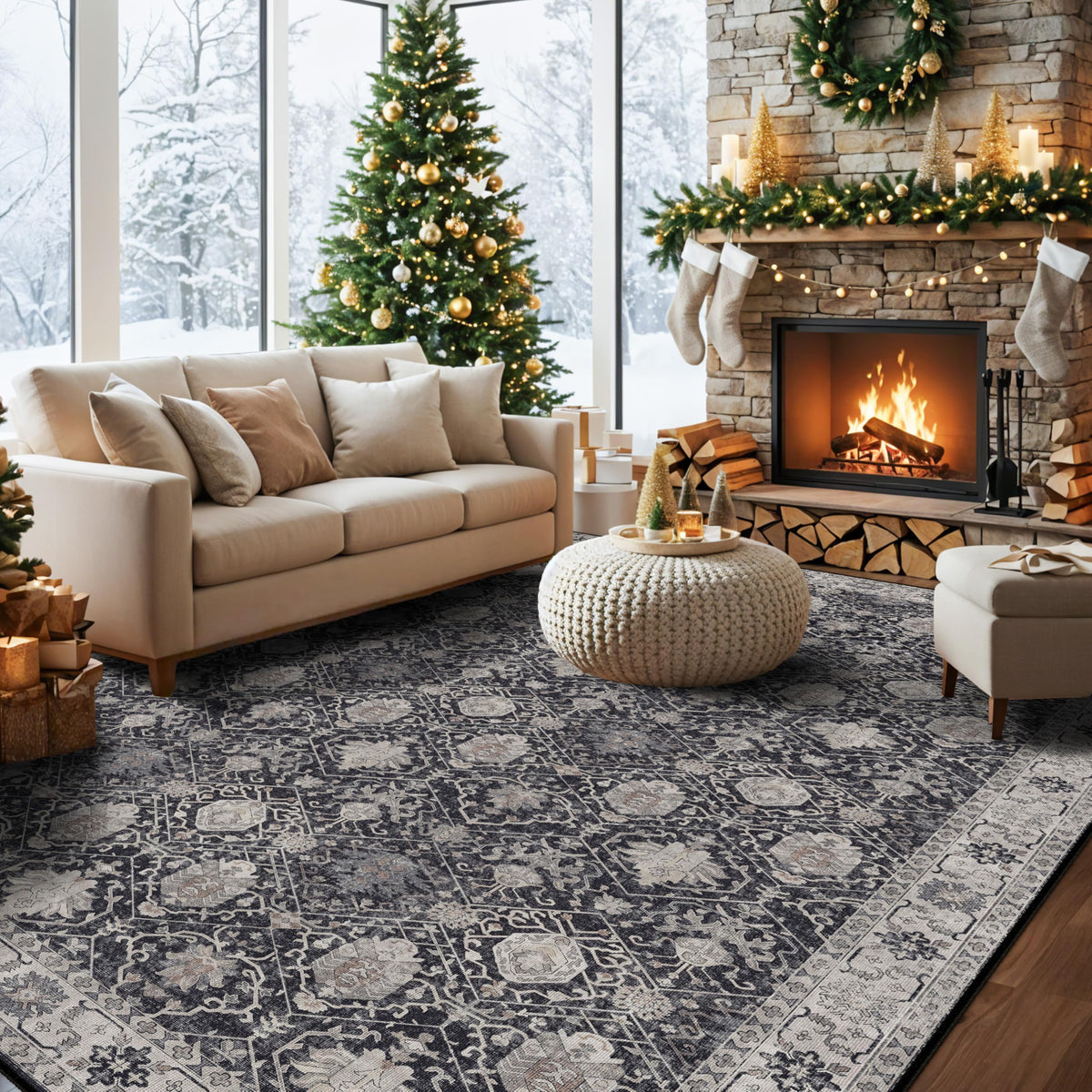 Vintage 10x14 Washable Area Rug (140 Sq Ft)