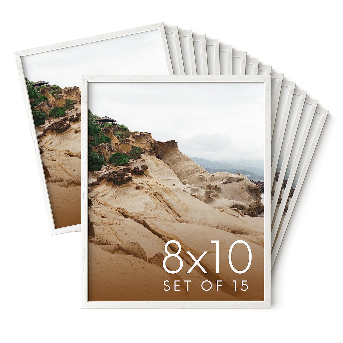 8x10 White Oak Wood Picture Frames Set of 15