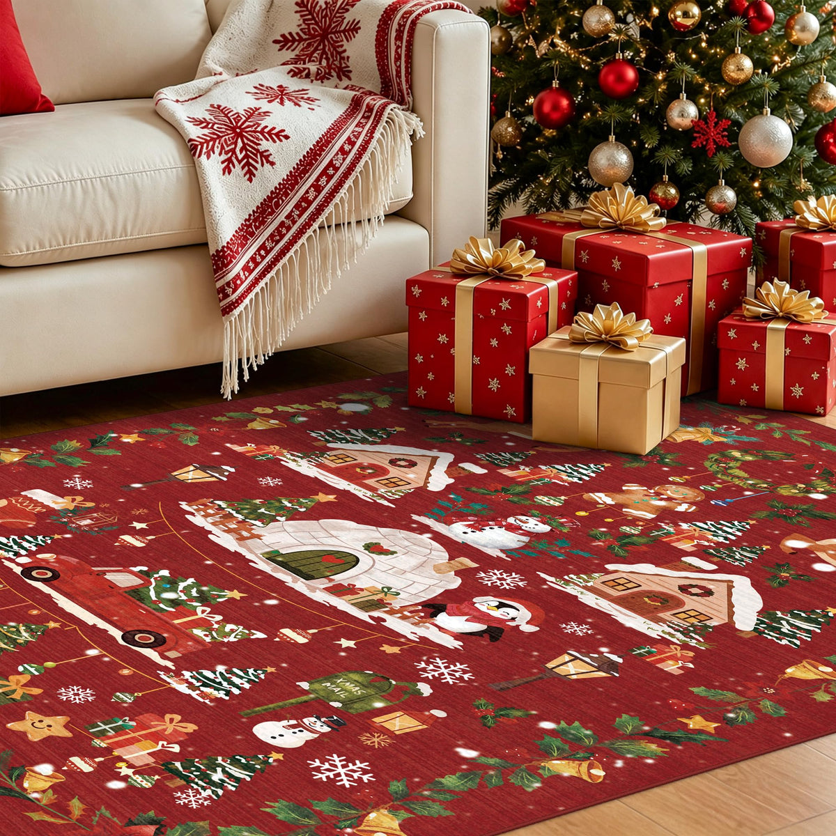 Christmas Runner Rug 2x5 for Hallway (10 Sq Ft)