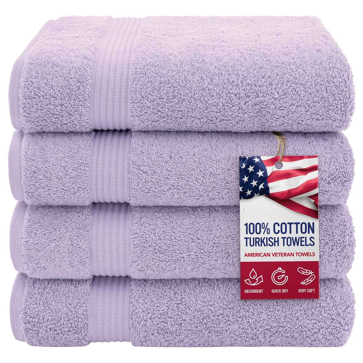 100% Cotton Turkish Bath Towels for Bathroom 4 Pack (4 Count)