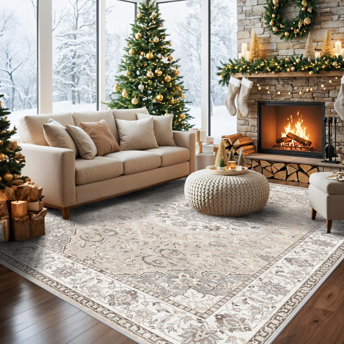 Living Room 8ft Square Area Rug (64 Sq Ft)