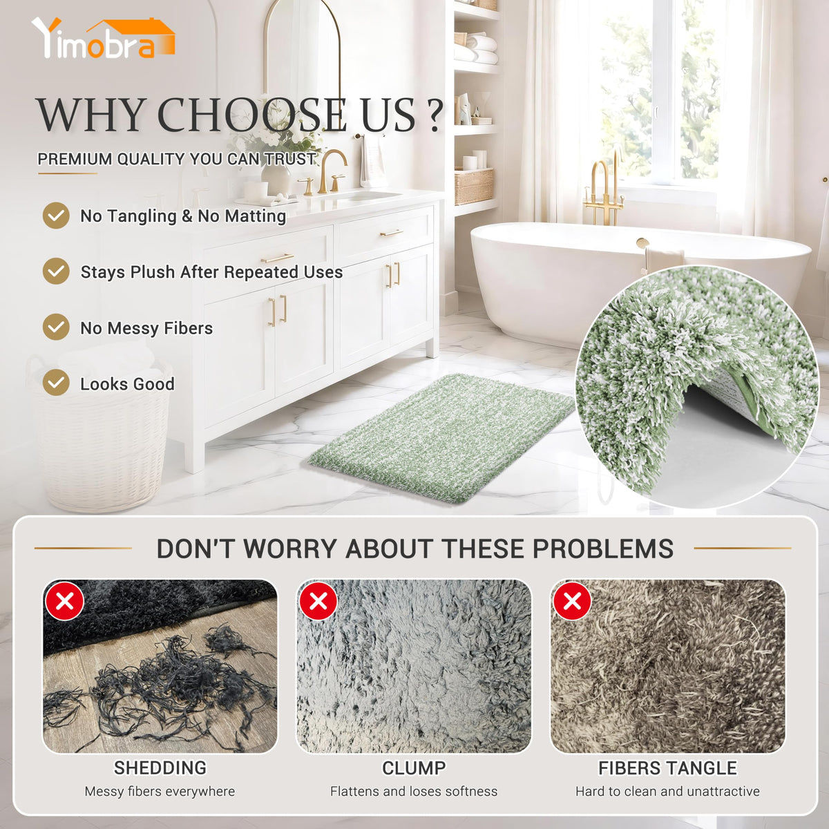 Light Green and White Bath Rugs for Bathroom 32X20