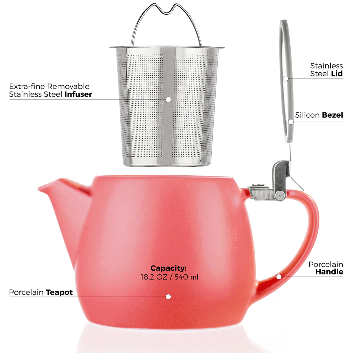 Pluto Porcelain Small Teapot Red