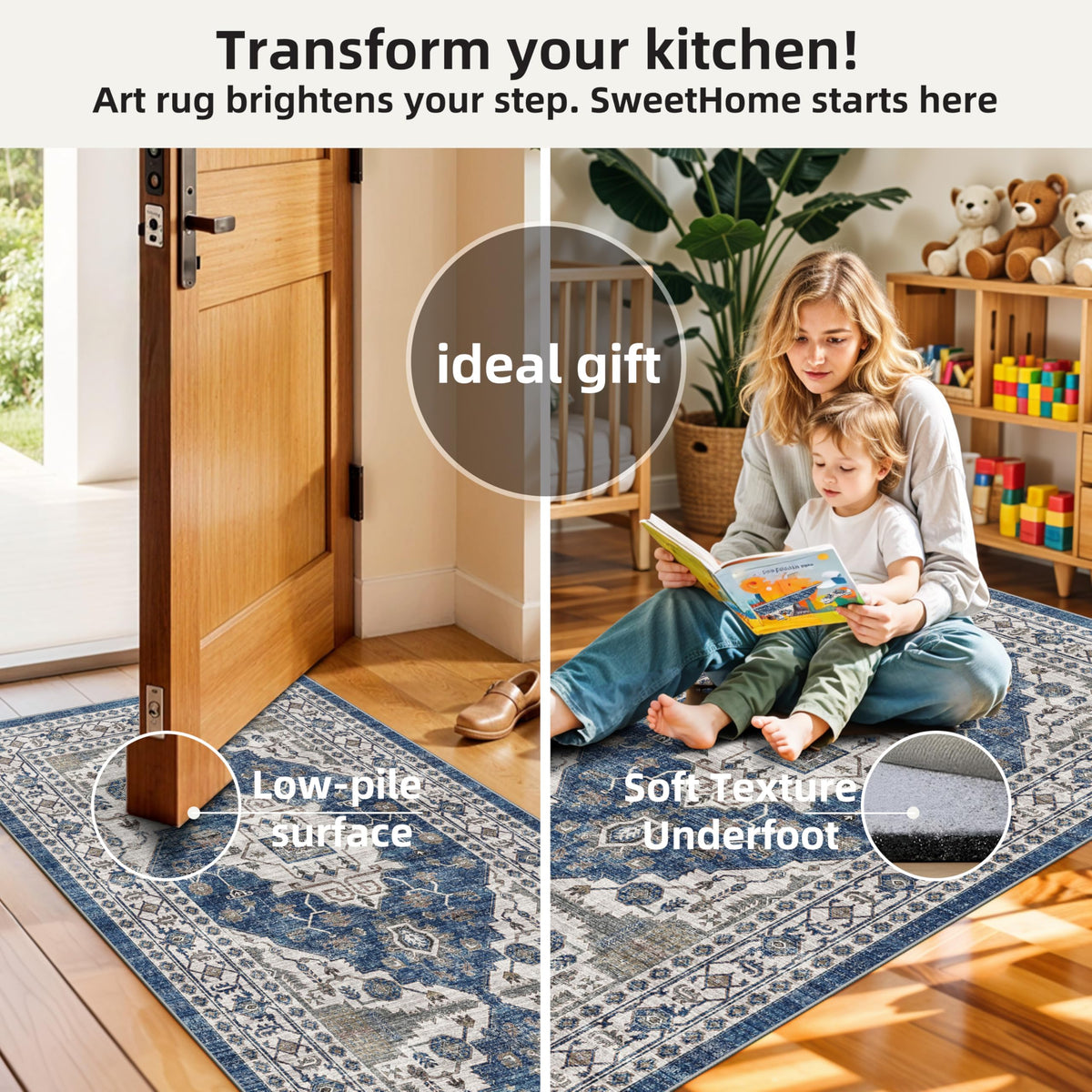 Washable 4 Piece Kitchen Floor Mats (14 Sq Ft)