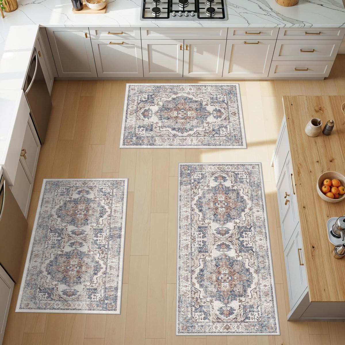 4 Pieces Kitchen Rug Set (36 Sq Ft)