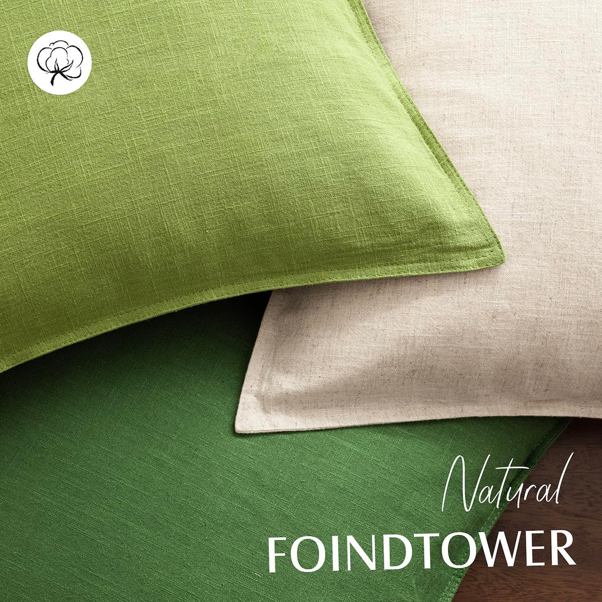 Pack of 2 Decorative Linen Solid Throw Pillow Covers Soft Accent Euro Cushion Case Boho Farmhouse Pillowcase for Chair Couch Sofa Bedroom Living Room Home Decor 26 x 26 Inch Forest Green (2 Count)