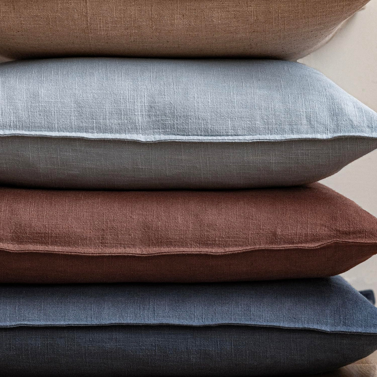 Pack of 2 Decorative Linen Solid Throw Pillow Covers Soft Accent Euro Cushion Case Boho Farmhouse Pillowcase for Chair Couch Sofa Bedroom Living Room Home Decor 24 x 24 Inch Sky Blue (2 Count)