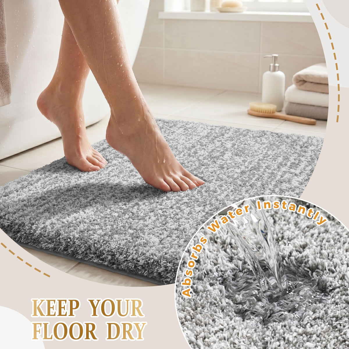 Bathroom Rugs Non Slip Washable 32X20