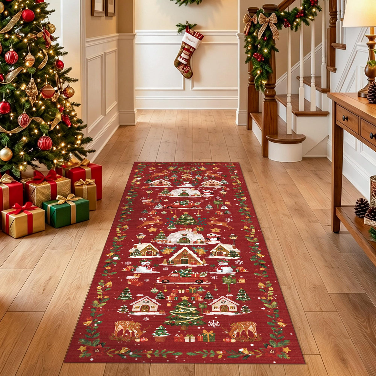 Christmas Runner Rug 2x5 for Hallway (10 Sq Ft)