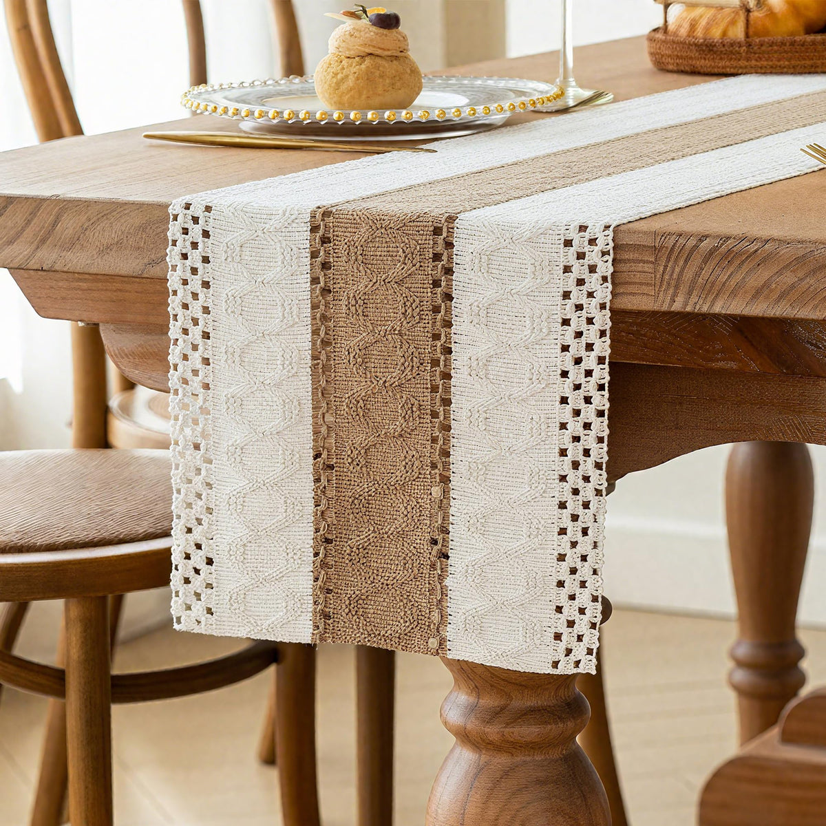 Boho Table Runner for Fall Home Decor 12x72 Farmhouse Woven Runner (6 Foot)