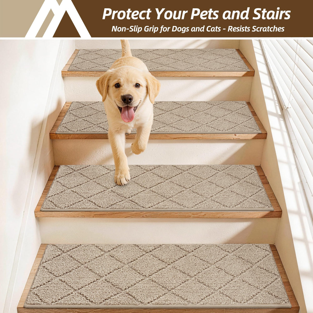 Stair Treads for Wooden Steps Indoor Non Slip 11"x30" (49.5 Sq Ft)
