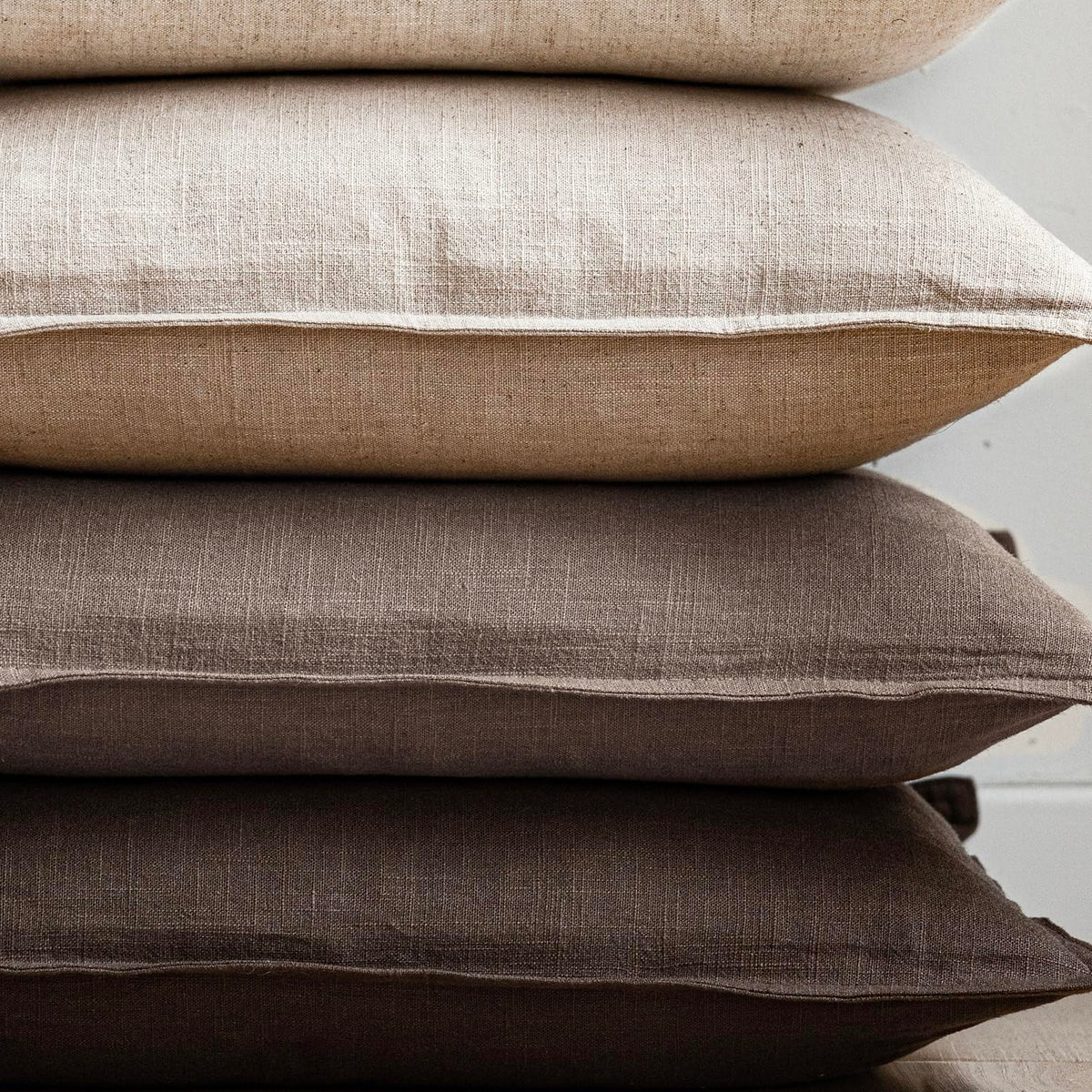Set of 2 Decorative Linen Solid Throw Pillow Covers Soft Accent Euro Cushion Case Farmhouse Neutral Pillowcase for Chair Couch Sofa Bedroom Living Room Home Decor 18 x 18 Inch Light coffee (2 Count)