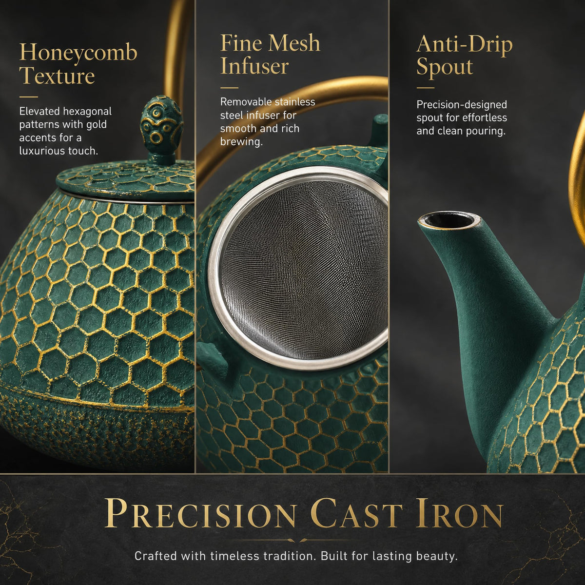 54oz Cast Iron Tea Kettle for Stovetop