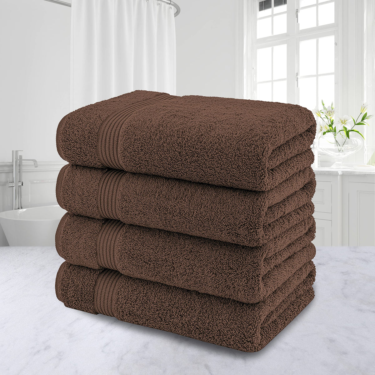100% Cotton Turkish Bath Towels for Bathroom 4 Pack (4 Count)