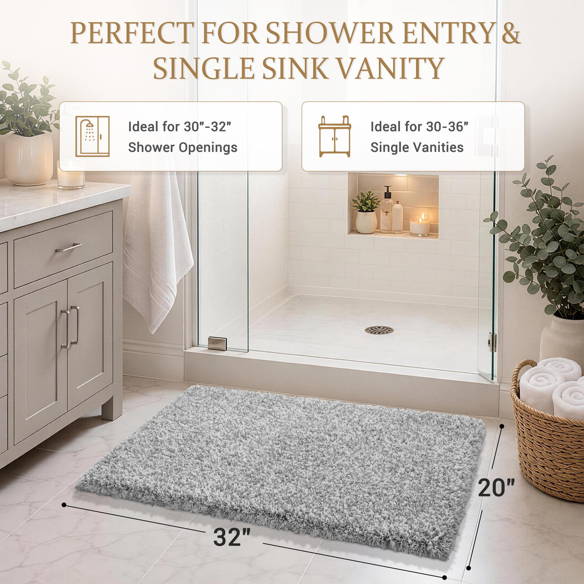 Bathroom Rugs Non Slip Washable 32X20