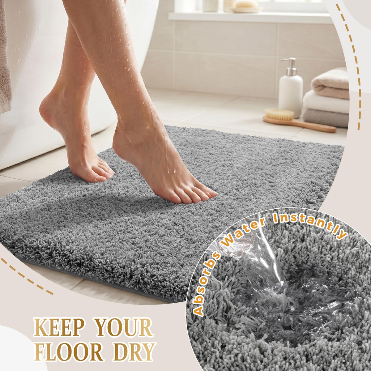 Bathroom Rugs Non Slip Washable 36X24