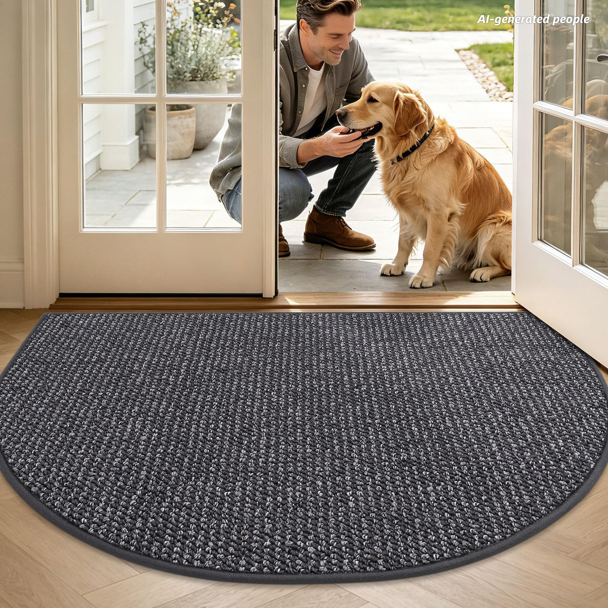 Dirt Trapper Door Mat 36" x 60" Half Circle Non Slip (15 Sq Ft)