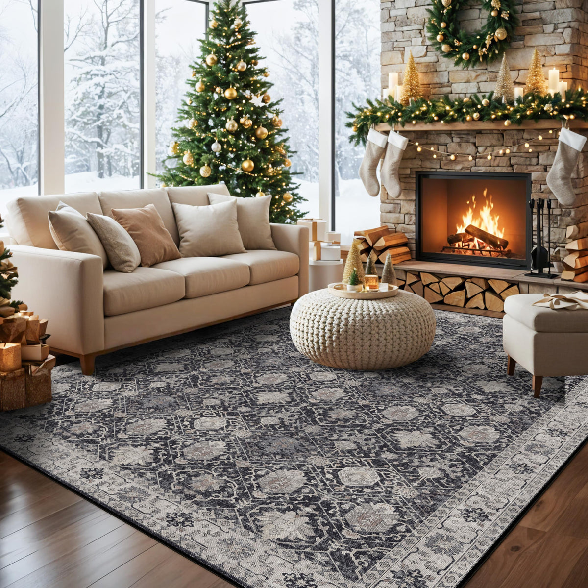 Washable 8x10 Living Room Rug (80 Sq Ft)