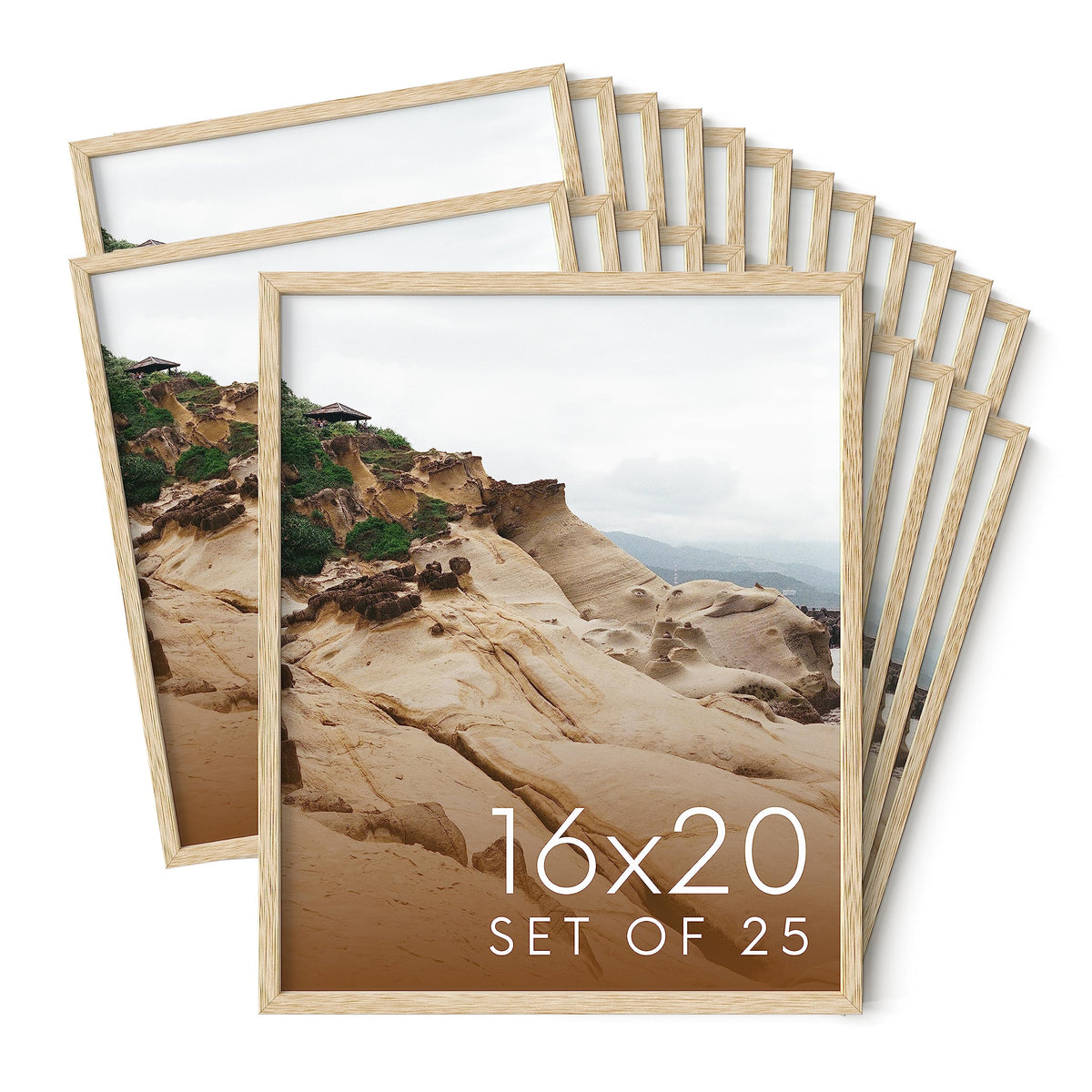 16x20 Natural Oak Wood Picture Frames Set of 25