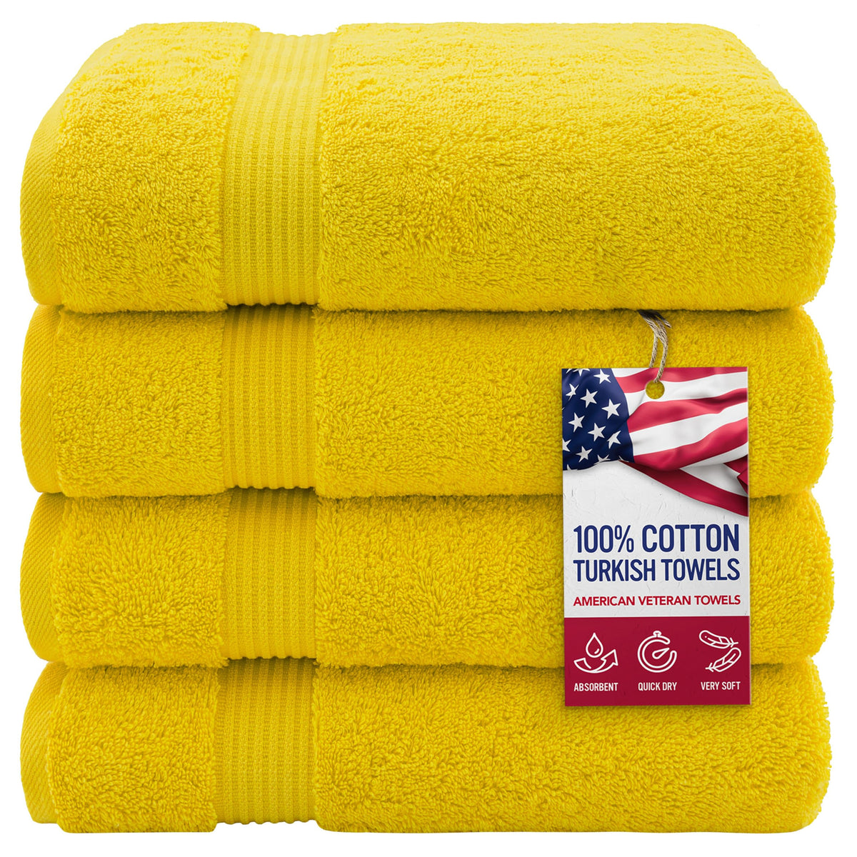 100% Cotton Turkish Bath Towels for Bathroom 4 Pack (4 Count)