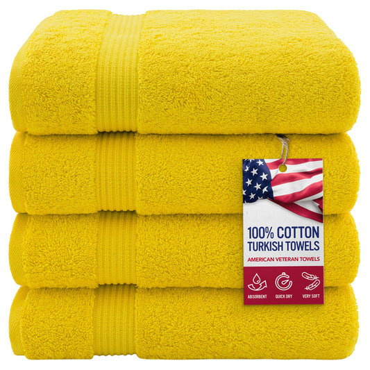 100% Cotton Turkish Bath Towels for Bathroom 4 Pack (4 Count)