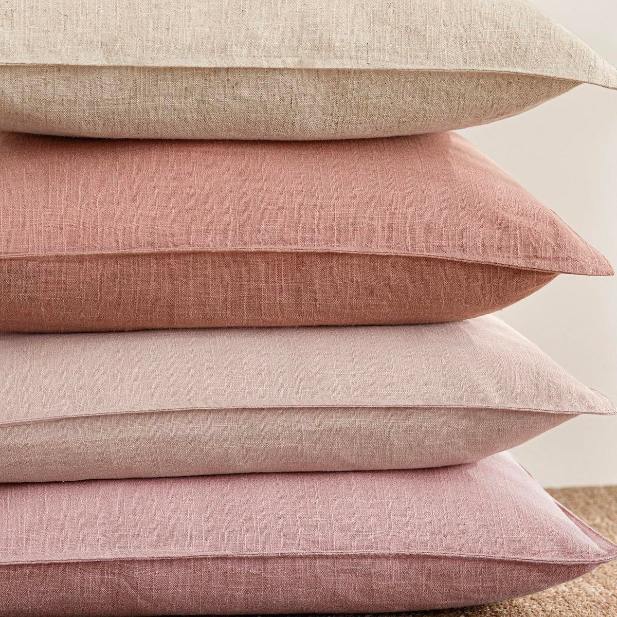 Pack of 2 Decorative Linen Solid Throw Pillow Covers Accent Lumbar Cushion Case Farmhouse Pillowcase for Chair Couch Sofa Bedroom Living Room Home Decor 12 x 20 Inch Rose Pink