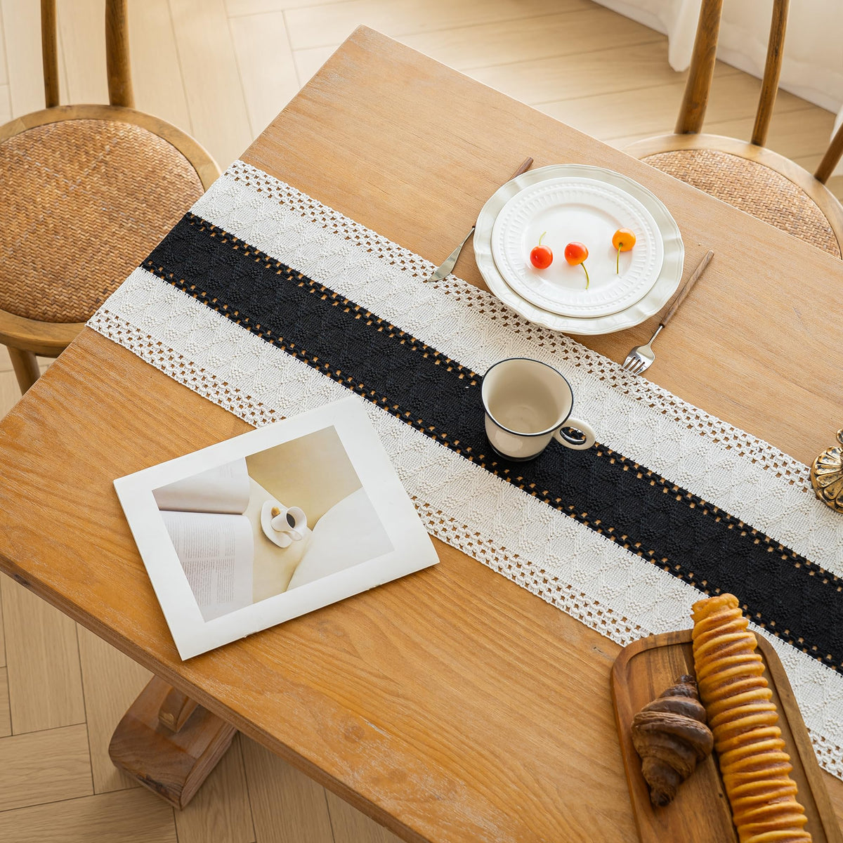 Farmhouse Table Runner for Home Decor 12x72 Black Fall Home Decor (6 Foot)