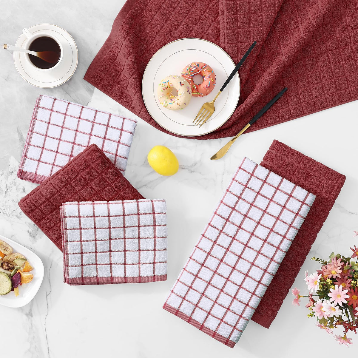 Large Premium Cotton Kitchen Towels 16"x 28" (6 Count)