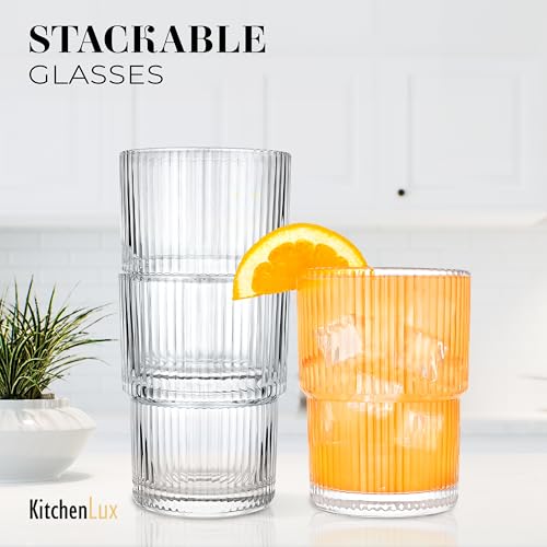Ribbed Glass Cups 15oz