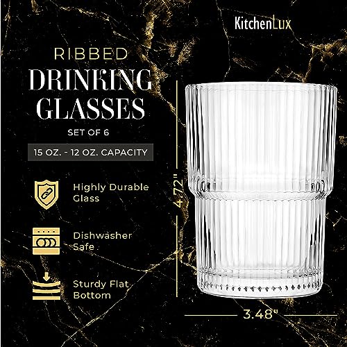 Ribbed Glass Cups 15oz