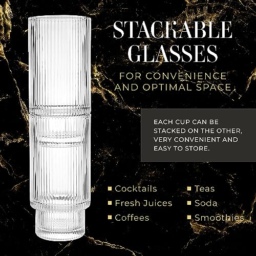 Ribbed Glass Cups 12oz