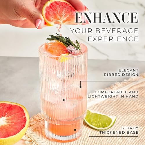 Ribbed Drinking Glasses (6 Count)
